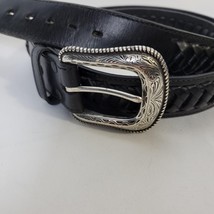 Wrangler Men&#39;s Woven Laced Braided Belt with Silver Tone Western Buckle Black 44 - £13.15 GBP
