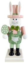 Wooden Christmas Nutcracker, 9&quot;, Easter RABBIT/BUNNY With Green Egg, Providence - £19.77 GBP