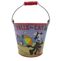 Vintage Felix The Cat Schylling Tin Pail Sand Bucket Beach Bucket 1990&#39;s 6&quot; tall - £19.45 GBP