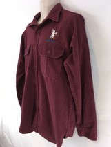Cabelas Sydney Nebr Mens L Purple Vtg USA Made Duck Hunter Cotton Chamois Shirt - £22.94 GBP