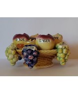 Ceramic Spice Set Rack Fruit Bowl Apple Basket Grapes Lemon 12 Jars 50s ... - £157.69 GBP
