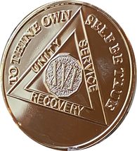 16 Year AA Medallion Large 1.5 Inch 22K Gold Plated Sobriety Chip XVI Ce... - £7.74 GBP