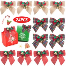 Christmas Bow, 24Pcs Christmas Wreath Christmas Tree Decoration Gifts, With Iron - $28.99