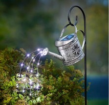 Solar Power Twinkling 30 LED Garden Watering Can Light Shepard&#39;s Hook Di... - £26.07 GBP