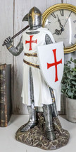 Ebros White Cloak Caped Medieval Crusader Bardiche Axeman Knight Statue Figurine - £35.95 GBP