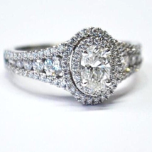 Double Halo Engagement Ring 2.65Ct Oval Cut Diamond 14k White Gold Finish Size 7 - £109.10 GBP