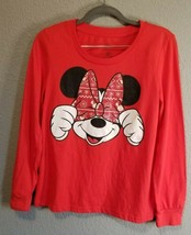 MINNIE MOUSE RED BOW RED LONG SLEEVE SHIRT SIZE SMALL - £11.67 GBP
