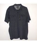 MEN&#39;S 4XL GRAY POLO SHIRT ~ BLACK SNAP FIXINGS &amp; ZIP POCKET ~ VG ~ STEVE... - $16.58