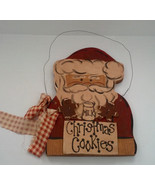 Country shabby chic painted wooden santa with cookies  plaque wall door ... - $24.75