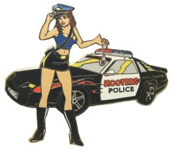 New! Hooters Sexy Police Officer Girl Woman w/ Handcuffs And Car Lapel Pin - £15.97 GBP