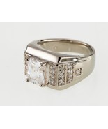 Sterling Silver Rectangular Cubic Zirconia Solitaire Plaque Ring Size 11.75 - $327.46 CAD