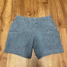 Lands End Blue Gray Chambray Pull On  Mid Rise Shorts Womens Size 8P Petite - £20.25 GBP