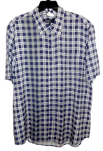 NAT NAST Men’s Large SS Shirt Luxury Originals Silk Blend Blue White Plaid - £14.15 GBP