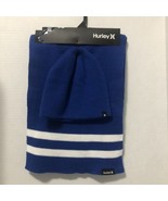Hurley New York Winter Beanie Hat &amp; Scarf 2 piece Set Blue White Stripe ... - €14,50 EUR