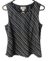 Talbots Silk Blend Tank Top Womens Size 10 Black White Beaded Dressy Night Out - £10.45 GBP