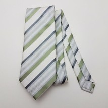 G Vietnam Mens Tie Striped Olive Gray Beige Silk Necktie - £8.53 GBP