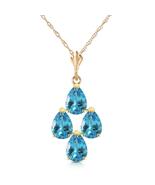 Galaxy Gold GG 14K Solid Yellow Gold Natural Blue Topaz Pear Pendant Nec... - $594.64