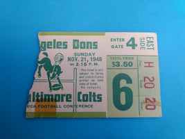 Los Angeles Dons vs. Baltimore Colts Nov. 21, 1948 Ticket Stub America Football - £39.92 GBP