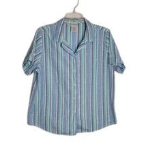 BonWorth Button Up Collared Shirt ~ Sz SP ~ Blue, Green, Purple ~ Short Sleeve - £13.42 GBP