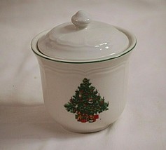 Ceramic Christmas Tree Sugar Bowl w Lid Holiday Xmas Tableware Classic Unbranded - £13.44 GBP