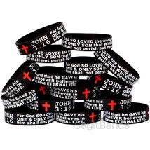 20 Religious Bracelets John 3:16 - Debossed Color Filled Silicone Wristbands - £15.19 GBP