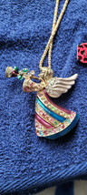 New Betsey Johnson Necklace Angel Blue Pink Horn Christmas Holiday Colle... - $14.99
