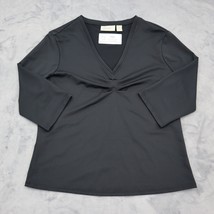 Preview International Shirt Womens S Black Plain Long Sleeve V Neck Casual - £18.18 GBP
