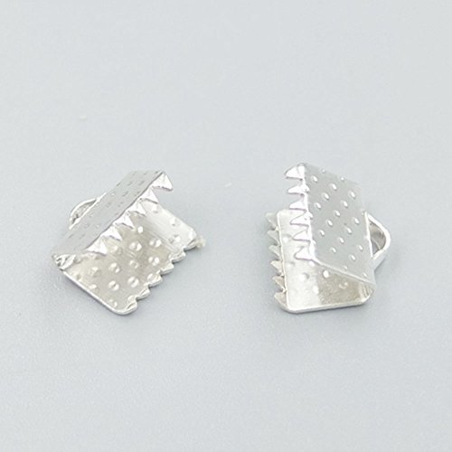 Bluemoona 200 PCS - 8mm 5/16" Ribbon Clamps Crimp with Loop Ends Pock & Cord Cla
