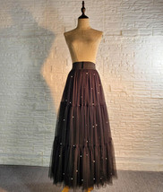 Dusty Blue A-line Layered Tulle Skirt Women Custom Plus Size Tulle Maxi Skirt image 9