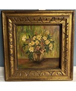 Vintage Flowers On Vase Still Life Artist Signed MaryBell 1971 Painting ... - £77.85 GBP