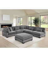 Filton 6-Piece Modular Grey Corduroy Sectional Sofa with Ottoman - $2,088.00