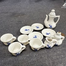 Rare Vintage Miniature Blue Japan Seascape Tea Set Porcelain 13 Pieces - £13.30 GBP