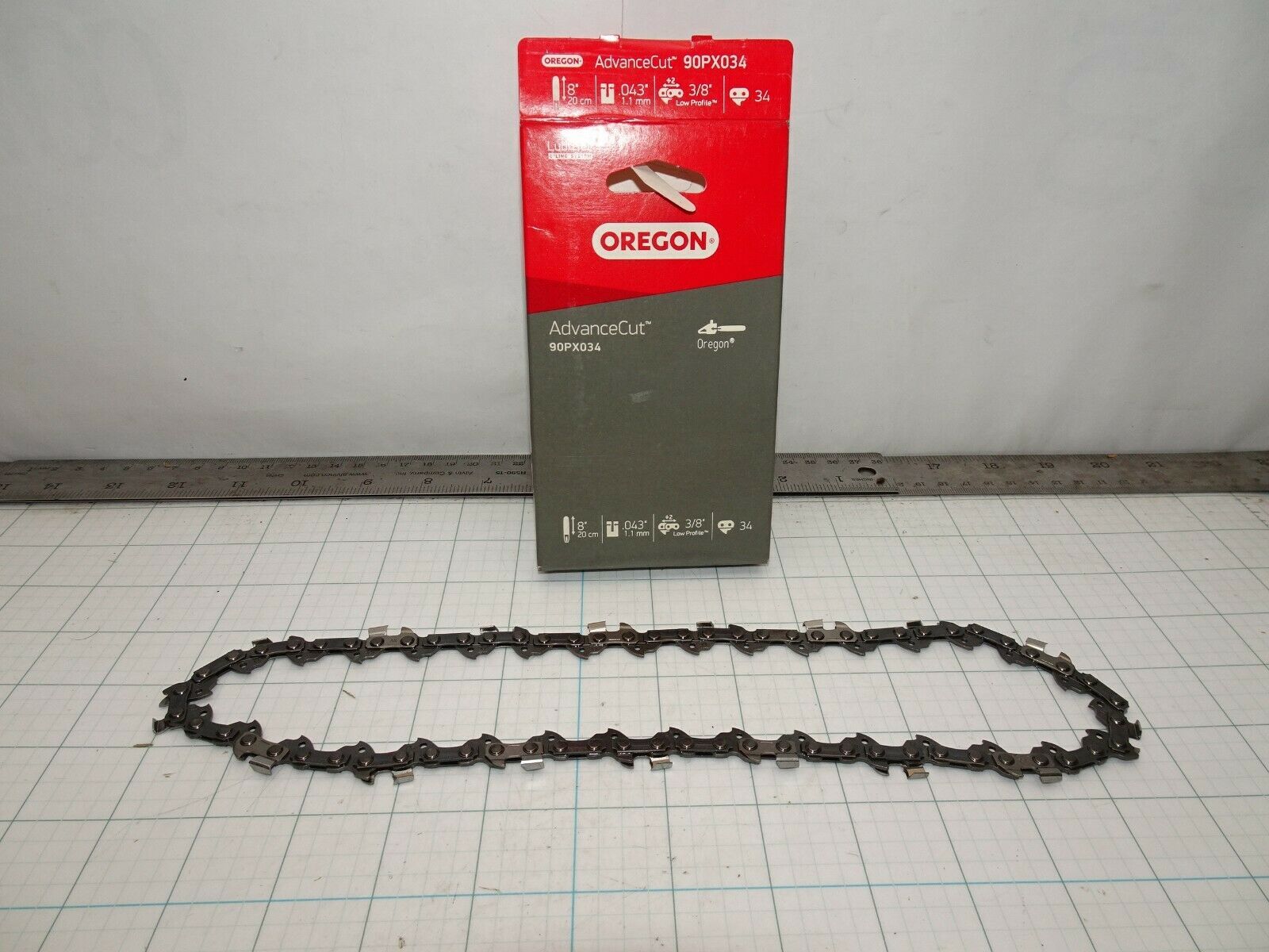 Oregon 90PX034 Chainsaw Saw Chain Loop Advance Cut 8" .043" 3/8LP 34 Drive Link - $16.43