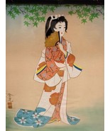 This is a beautiful original Antique Japanese Woman painting on silk  - £351.82 GBP