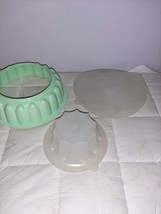 Vintage Tupperware Green Fluted 9&quot; Jello Mold Ice Ring 1201-2 1202-6 and... - $18.65