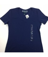 Macy&#39;s Karen Scott Women&#39;s Dark Blue Short Sleeve V-Neck Tee Top T-Shirt... - £15.70 GBP