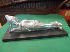 Magnificent BUDDIST Pewter Statue Handcrafted in India on Base - $27.31