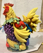 14&quot; Fruitful Harvest Rooster, Figurine, Fruits And Vegetables. Homeveiw - £36.10 GBP