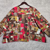 Habitat Top Womens XXL Pullover 3/4 Sleeve Pucker Weave Abstract Artsy Shirt - $44.50