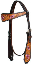 Horse Western Tack Tooled Browband Leather Bridle Headstall 78HR23HB - $49.49
