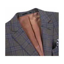 Men's Soft Wool Sport Coat English Plaid Window Pane 556-9 Brown Blue Renoir image 6