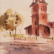 Framed Original Watercolor Painting, signed, St Anne's Church Annapolis Maryland image 8