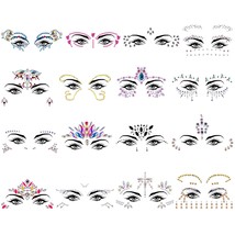 16 Sets Face Jewels Stickers Face Gems Rhinestone Face Sticker Jewel Cry... - $28.67