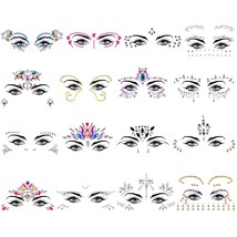 16 Sets Face Jewels Stickers Face Gems Rhinestone Face Sticker Jewel Cry... - £22.84 GBP