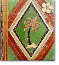 Leaf Notebook Journal Hand Crafted Bali Palm Tree Sun Flower Natural Lea... - £9.74 GBP
