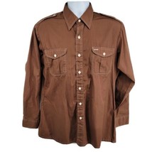 Capri California David Langman Long Sleeve Button Vtg Aviator Shirt Mens L Brown - £14.80 GBP