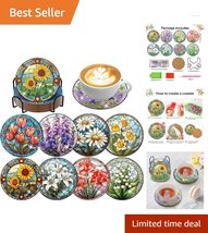 8 PCS Floral Diamond Art Coasters Kit - DIY Craft for Beautiful Homes - $23.71