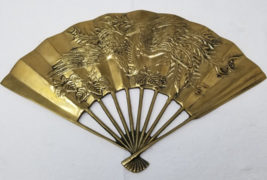 Brass Wall Fan With Phoenix Imagery Asian Decor Bird Motif MCM Solid Taiwan - £15.14 GBP