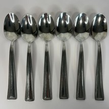 Set of 6 Pfaltzgraff Miranda Glossy Soup Spoons – 8&quot; Beaded, Square Handle - $55.00