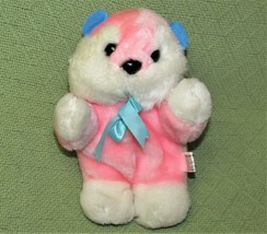 Vintage Commonwealth Squirrel Pink 9&quot; Plush Stuffed Animal Blue Ears Bow Tail - £9.06 GBP